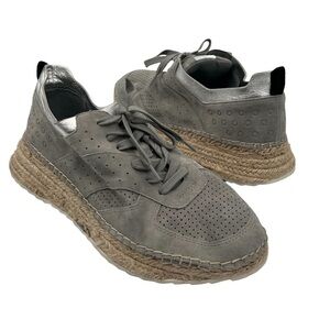 Marc Fisher Silver Suede Lace Up Julio Espadrille Sneakers Size 8 1/2 Women’s